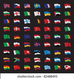 a bunch of world flags