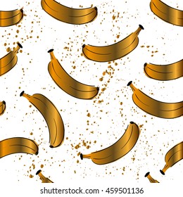 Bunch of yellow banana pattern on gold background
