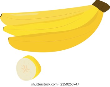 Bunch of yellow bananas. Isolated element. Flat style. Vector.