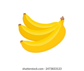 Bunch of yellow bananas isolated on white background. Vector cartoon flat illustration. Tropical fruit icon.