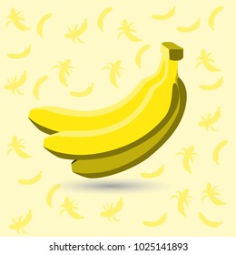 
a bunch of yellow bananas shaded in the center surrounded by peeled bananas and small whole bananas one on a light yellow background