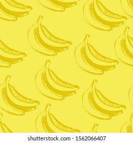 A bunch of bunch of yellow, lemon bananas. Glamorous yellow banana, a healthy, natural organic product. banana logo. Bananas on a yellow isolate. Design for packaging, logo. brand. stock graphics.