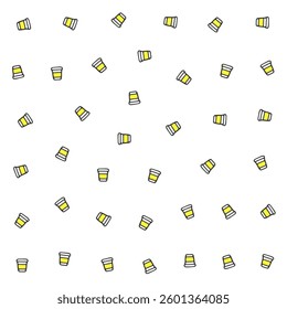 a bunch of yellow and white cups on a white surface