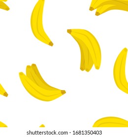 Conjuntos de plátanos, plátanos sencillos plegados en un fondo sin costuras, para la cubierta, impresos en tela, aislados en un fondo blanco