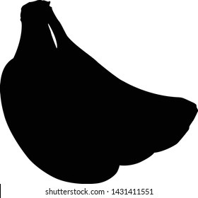 Bunches of black bananas fruits on white background