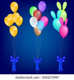 Bunches of colorful helium balloons, vector illustration eps10