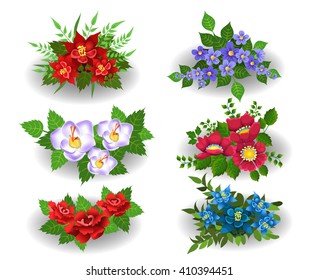 bunches of flowers isolated on a white background