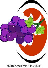 bunches of grapes with leaves	