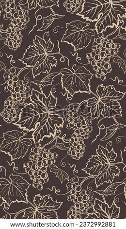 Bunches of grapes vintage seamless pattern
