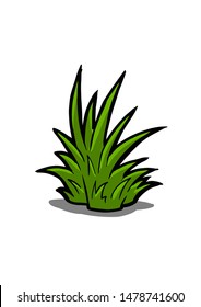 Bunches of green gras. Design of summer cards. Flat cartoon illustration. Objects isolated on a white background.