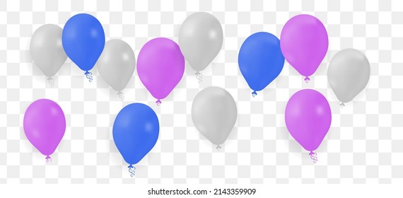  Bunches Groups Balloons White pink and dark blue
 Isolated on Transparent Background