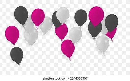  Bunches Groups Balloons White purple and black Isolated on Transparent Background
