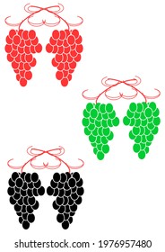 bunches of red, green and dark grapes
