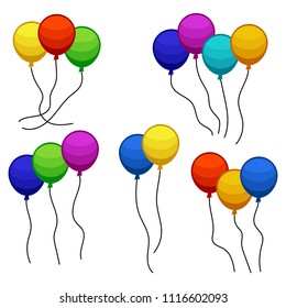 Bunches of several colour helium balloons. Vector illustration.
