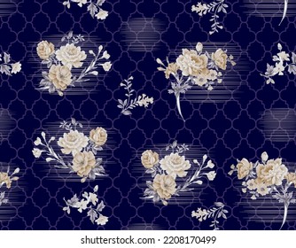 Bunchs of Flowers patterns on lace motifs background