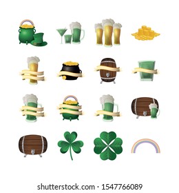 buncle of saint patricks day celebration icons vector illustration design