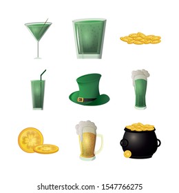 buncle of saint patricks day celebration icons vector illustration design