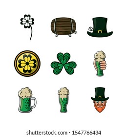 buncle of saint patricks day celebration icons vector illustration design