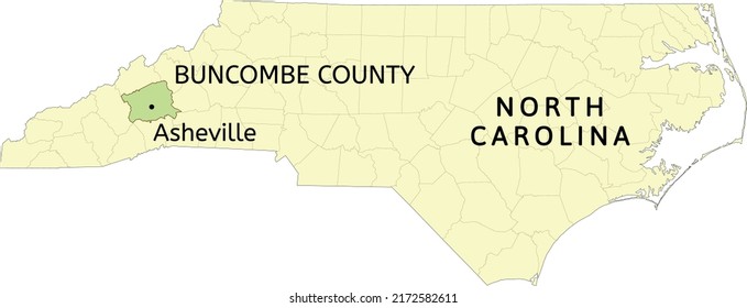 Buncombe County and city of Asheville location on North Carolina state map