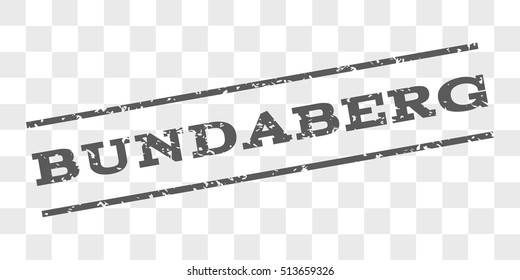 Bundaberg watermark stamp. Text tag between parallel lines with grunge design style. Rubber seal stamp with scratched texture. Vector grey color ink imprint on a chess transparent background.