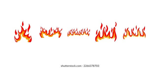 Bundel Set of 5 fire flames , vector illustration