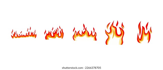 Bundel Set of 5 fire flames , vector illustration