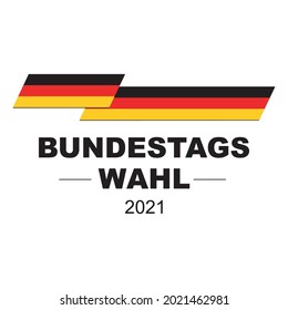 Bundestagwahl 2021. German national federal election. Banner with text and long German flag. Creative logo, icon, sticker, banner. vector illustration.