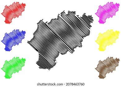 Bundi district (Rajasthan State, Republic of India) map vector illustration, scribble sketch Bundi map