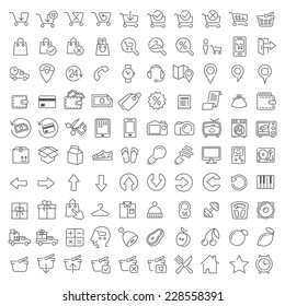 Bundle #002 Vector clean icons set for internet store applications and web interface. Made in flat graphic style. Nice details and easily identifiable. Ideal for clean design. Useful for infographics.