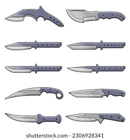 Bundle 1 various models of knives and daggers, vector premium quality