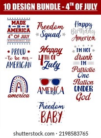 Bundle of 10 design - 4th july Independence Day of USA Design