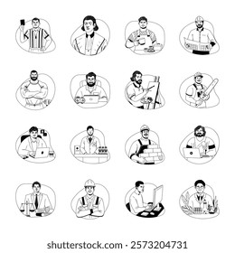 Bundle of 16 Professional Character Glyph Illustrations 
