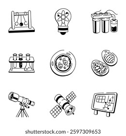 Bundle of 16 Science Doodle Icons
