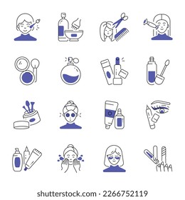 Bundle of 16 Self Care Linear Icons 

