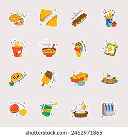 Bundle of 16 Snacks and Desserts Flat Stickers  

