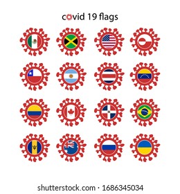 Conjunto de С símbolos de bandera ovid 19. Vector.