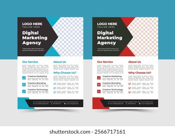 A bundle of 2 templates of a4 flyer. Abstract business flyer, business flyer layout editable vector template. flyer mockup in bright colors.