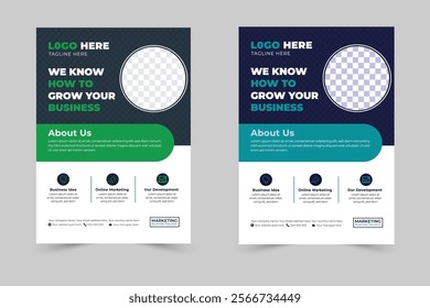 A bundle of 2 templates of a4 flyer, Flyer template layout design. Perfect for creative professional business. Easy to use and edit.