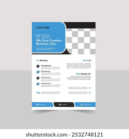 Un Paquete de 2 Plantillas de volante a4, volante de negocios. Volante de negocios de Vector, póster, folleto, Plantilla de portada de revista. Diseño de Plantilla de volante de negocios Corporativa con color azul.