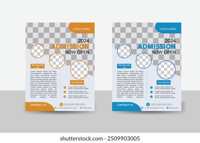 a bundle of 2 templates of a4 flyer.Corporate business flyer template design set with blue, orange and white color. marketing, business proposal, cover page, modern template. 