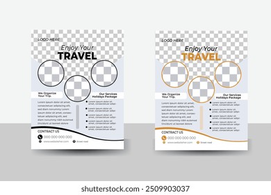 a bundle of 2 templates of a4 flyer.Corporate business flyer template design set with blue, orange and white color. marketing, business proposal, cover page, modern template. 