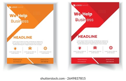 A bundle of 2 templates of two colors a4 flyer template, modern business flyer template, abstract business flyer and creative design, IT company flyer and editable vector template design.