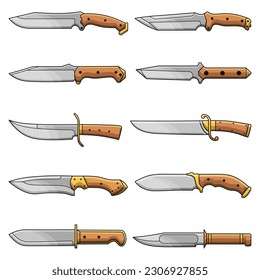 Bundle 2 various models of knives and daggers, vector premium quality