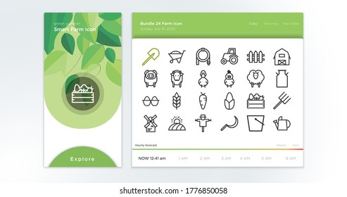 bundle of 24 farm icon