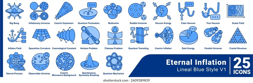 Bundle of 25 Eternal Inflation themed icons Blue style.