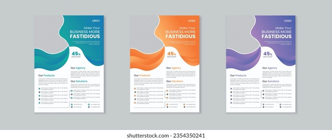 A bundle of 3 templates of different colors flyer template, modern business flyer template, business flyer