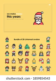 bundle 30 avatar on a yellow Christmas greeting card