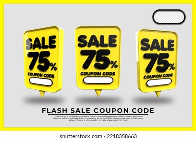 bundle of 3D flash sale discount number 75% with yellow black colors, online shop banner, special offer,Yellow 