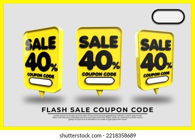 bundle of 3D flash sale discount number 40% with yellow black colors, online shop banner, special offer,Yellow 