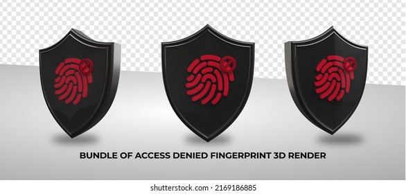 bundle of 3D render  access denied icon render scan